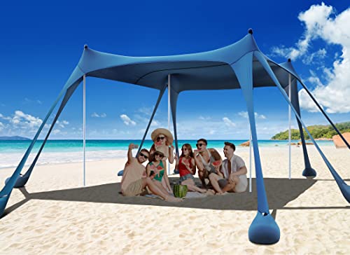Osoeri Beach Tent, Camping Sun Shelter UPF50+ with 8 Sandbags, Sand Shovels, Ground Pegs & Stability Poles, Outdoor Shade ...