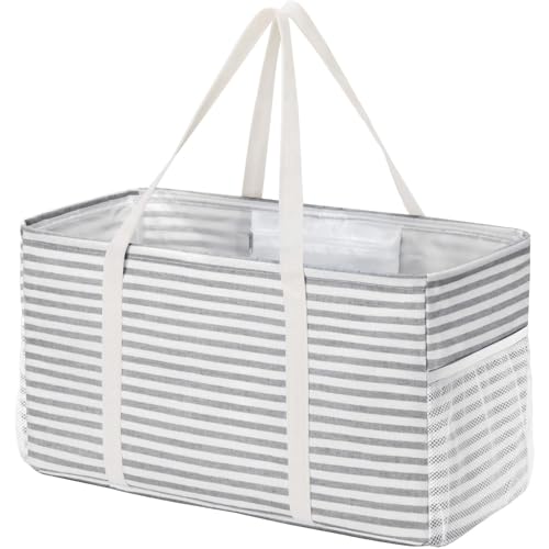Lifewit Extra Large Tote Bag, Reusable Grocery Bags with Metal Wire Frame and Handles, Standing Utility Foldable Shopping ...