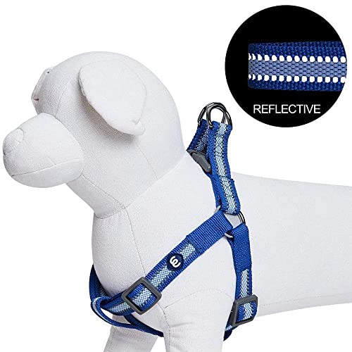 Blueberry Pet Essentials Reflective Back to Basics Matching Dog Harness and Leash Set, Navy Blue, Adjustable Harness with ...