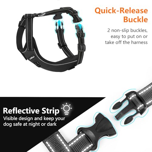 VavoPaw Dog Seat Belt Harness for Car, Dog Car Harness Adjustable Mesh Breathable & Dogs Seatbelt Safety Tether with Elast...