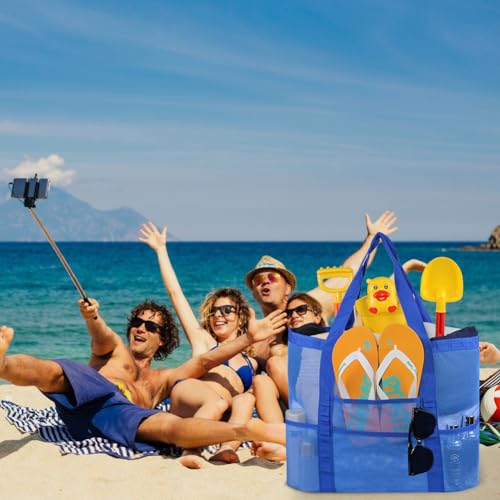 AMJ Oversized Mesh Beach Tote, Family Beach Bag for Toys & Vacation Essentials, 2Pcs