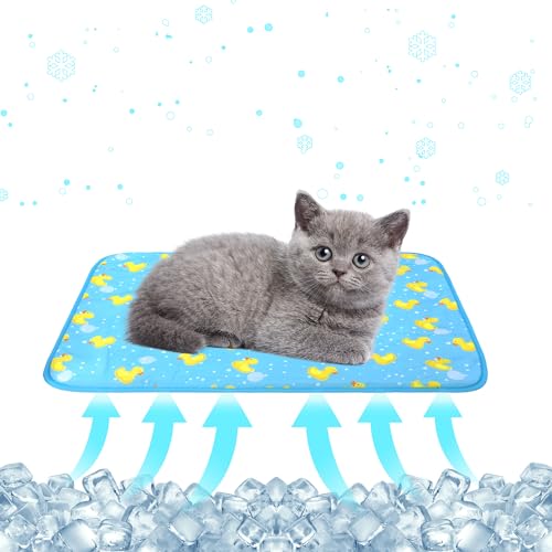 DELIFUR Cat Cooling Mat- Pet Cooling Mat Outdoor for Dogs Self Cooling Pad for Kitten Cat Puppy Machine Washable (Small, B...