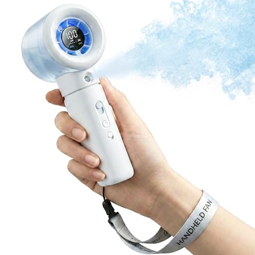 Cyromark Handheld Portable Fan with Misting, Safety Lock, High Speed & LED Display - Personal Fans Portable Rechargeable, ...
