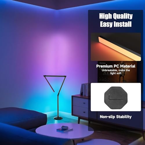 Electight Corner Floor Lamp-2200 Lumen Smart Lamp with App and Remote Control, Lamp can be Folded 360°, Music Sync and 16 ...