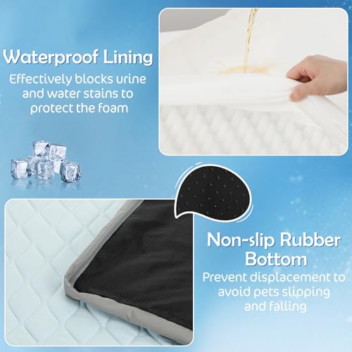 Tivray Cooling Dog Bed, 44" x 32" Orthopedic Dog Beds Large Sized, Waterproof Self-Cooling Pet Mat for Summer with Removab...