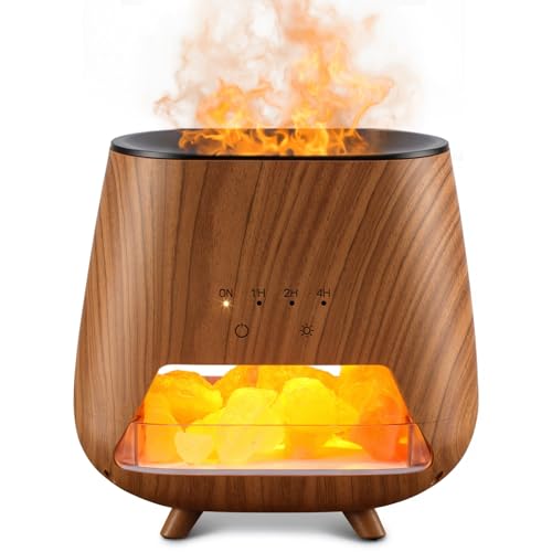 JJNJJN Essential Oil Diffuser for Home: 200ml Aromatherapy Diffuser with Himalayan Pink Salt Rock, Cool Mist Humidifier wi...