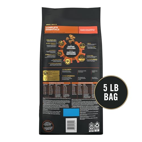 Purina Pro Plan Complete Essentials Shredded Blend Salmon and Rice Dog Food Dry Formula with Probiotics for Dogs - 5 lb. Bag
