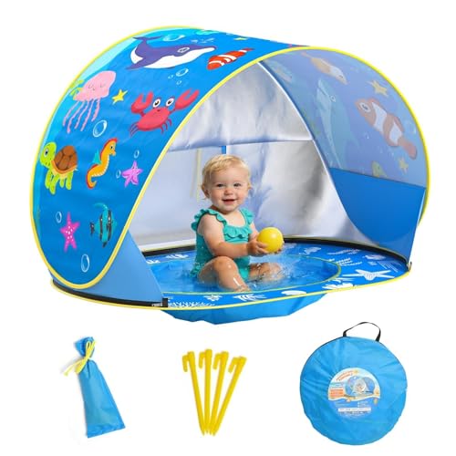 AZDYJL Baby Beach Tent with Pool, Pop Up Beach Tent UV Protection Sun Shelter for Infant Toddlers, Portable Shade Pool Ten...