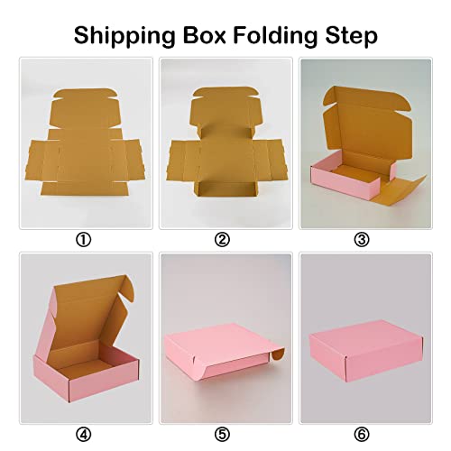 ICokin 11x9x3 Inch Pink Shipping Boxes Pack of 26, Corrugated Cardboard Mailer Box, Literature Mailer for Small Business (...