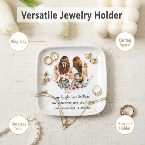 Crisky Best Friend Birthday Gifts for Women, Friendship Gifts for Women, Trinket Ring Dish Jewelry Tray for Friend Her Sis...