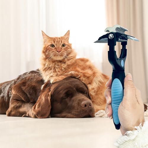 3-in-1 Pet Grooming Brush for Dogs & Cats – Double Sided Deshedding Tool with Stainless Steel Teeth, Detangler Comb & Unde...