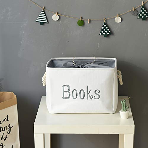 INough Book Basket for Kids Room, Book Storage Basket Book Organizer for Nursery Room Classroom Library Book Storage Box C...
