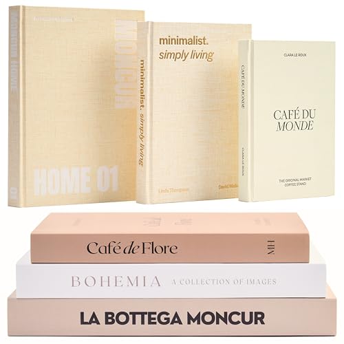 Moncur Home Faux Books for Decoration Coffee Table Books set of 3 Decorative Books Neutral Room Decor Aesthetic Shelf Deco...