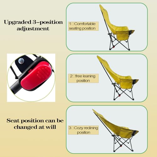 FORFOX Adjustable Portable Folding Camping Chair with High Back, Side Pockets, Headrest, Lightweight Lawn Chair for Outdoo...