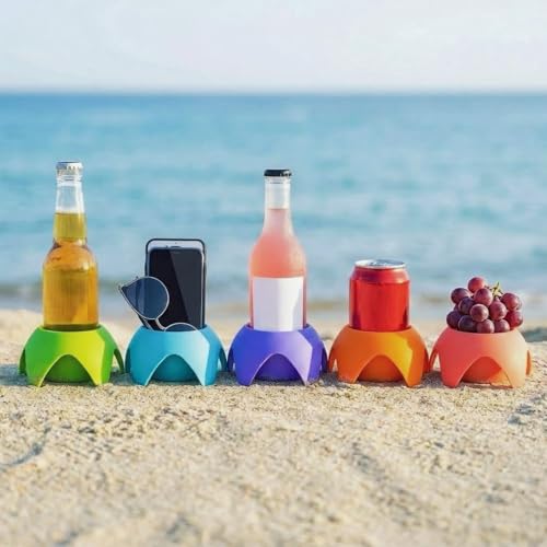Uarzt Beach Vacation Essentials Accessories - Sand Coasters Drink Cup Holders, 5-Pack, Multicolor, Must-Haves for Women, A...