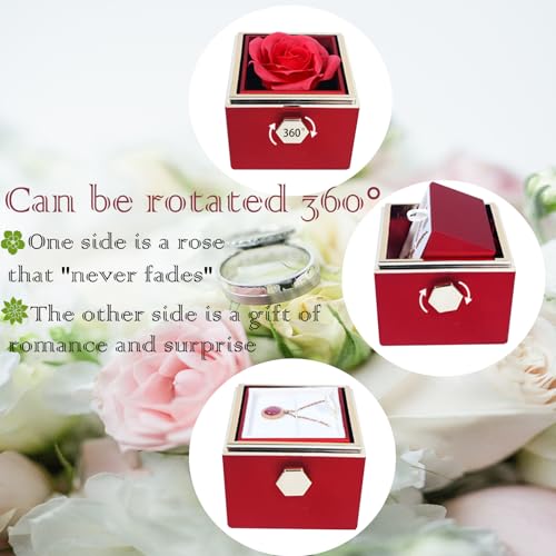 JYCMMFC Romantic Gifts for Her Rose Ring Box Jewelry Box Artificial Flowers Eternal Rose Box Anniversary Wedding Valentin...