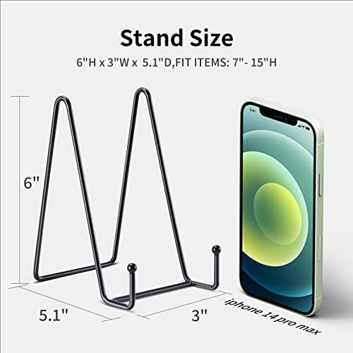 Kruodop 3 Pack 6 Inch Plate Stands for Display, Plate Holder Display Stand, Picture Frame Stand Black Metal Frame Holder S...
