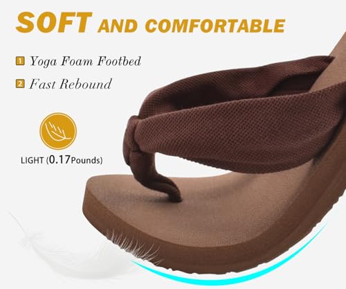 KuaiLu Flip Flops for Women with Arch Support Yoga Mat Comfortable Summer Beach Walking Thong Cushion Sandals Slip On Indo...