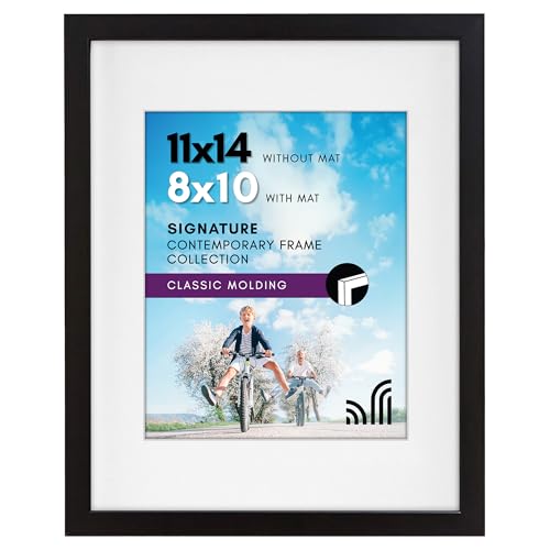 Americanflat 11x14 Picture Frame with Shatter-Resistant Glass - Use as 8x10 Frame with Mat or Display 11x14 Photo Without ...