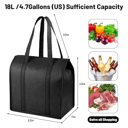 YZiCHENQQ Insulated Grocery Bags with Zippered top Frozen Food Shopping Groceries Travel Insulated Tote Cooler Thermal Bags