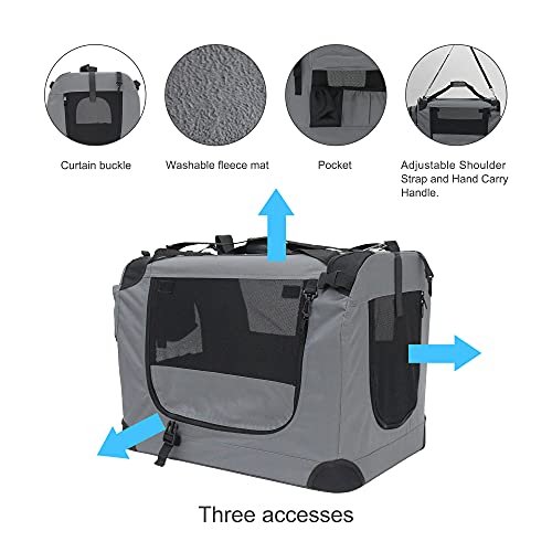 Prutapet Large Cat Carrier 24"x16.5"x16.5" Portable Dog Crate for Small Medium Dogs Collapsible Traveling Pet Crate with C...