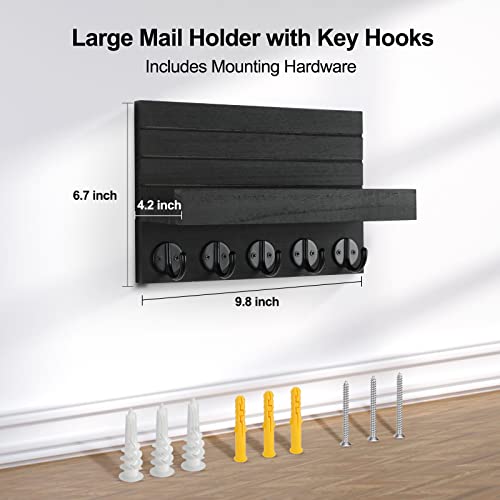 Lwenki Key Holder for Wall, Decorative Key and Mail Holder with Shelf Has Large Hooks for Bags, Coats, Umbrella – Paulowni...