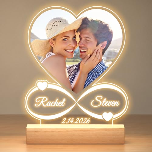 Jkolalin Custom Picture Frames with Photo, Custom Photo Frame with Night Light, Personalized Picture Frame, Personalized A...