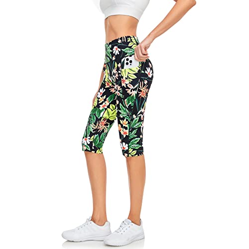 RIMLESS 7 Women's Leggings with Pockets High Waist Cotton Yoga Pants Workout Running Athletic Capris