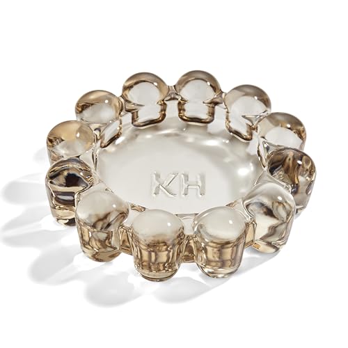 khtumeware Chic Smoky Bubble Glass Candle Dish – Modern Clear Glass Candle Holder for Tealights & Diffusers, Decorative Tr...