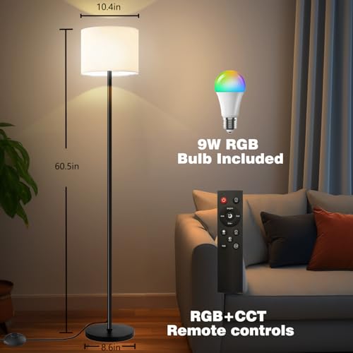 Fuvqeyes Smart Floor Lamp with APP & Remote Control - Dimmable RGB & White Light (3000K-6500K) for Living Room, Bedroom, O...