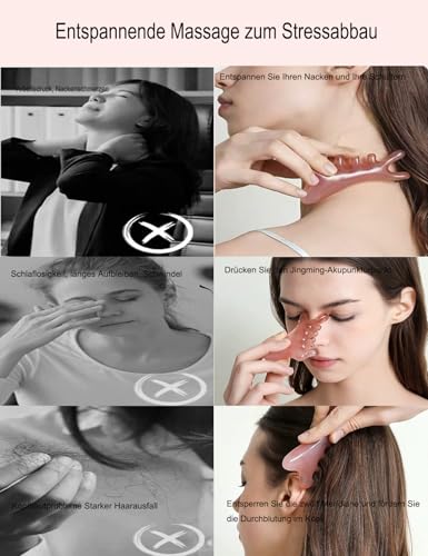 Gua Sha Facial Tools,4 in 1 Resin Head Massager Scalp Comb with Gift Pouch,Guasha Tool for Face, Eye & Body Lymphatic Drai...