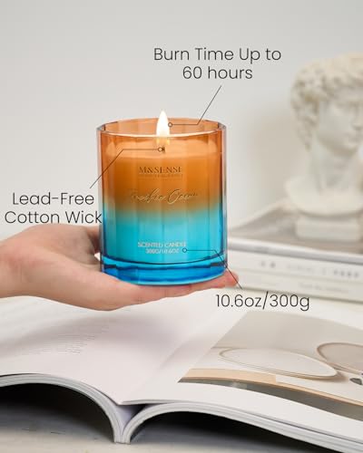 M&SENSE Summer Ocean Scented Candles for Home, 10.6oz Natural Soy Wax, 60-Hour Clean Non Toxic Aromatherapy Candle, Marine...