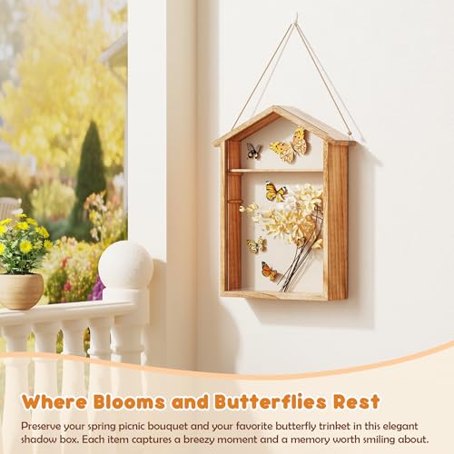 Yoimori Shadow Box Frame, 11x14 Large Shadow Boxes Display Cases, Rustic Burnt Memory Box for Flower Pressing, Seashell Di...