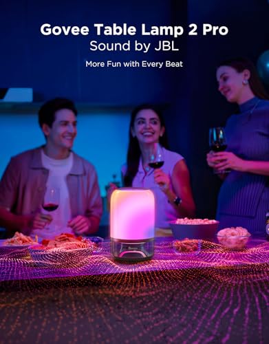Govee Table Lamp 2 Pro x Sound by JBL, Smart Cordless Table Lamp with Speaker, Music-Light Sync, 16 Music Modes & 100+ Sce...