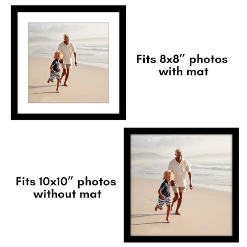 Americanflat 10x10 Picture Frame with Polished Plexiglass - Set of 5 - Use as 8x8 Frame with Mat or Display 10x10 Photo Wi...
