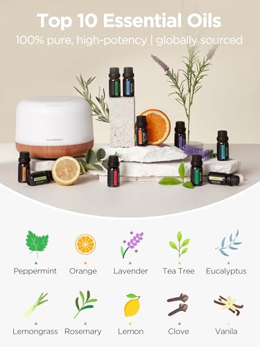 InnoGear Aromatherapy Diffuser & 10 Essential Oils Set, 500ml Essential Oil Diffuser with Remote Control Ultrasonic Cool M...