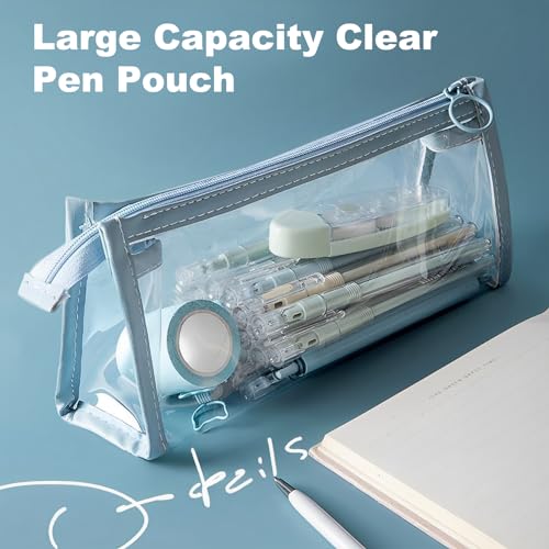 TIE-DailyNec 6 PCS Pencil Cases Clear Pen Pouch Marker Pouch Multifonction Travel Cosmetic Makeup Bag with Zipper, Exam Pe...