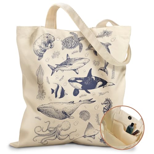 Miss Adola Aesthetic Tote Bag for Girls - with Magnetic Buckle and Zipper Inner Pocket for Women Lady Canvas Cotton Tote Bag