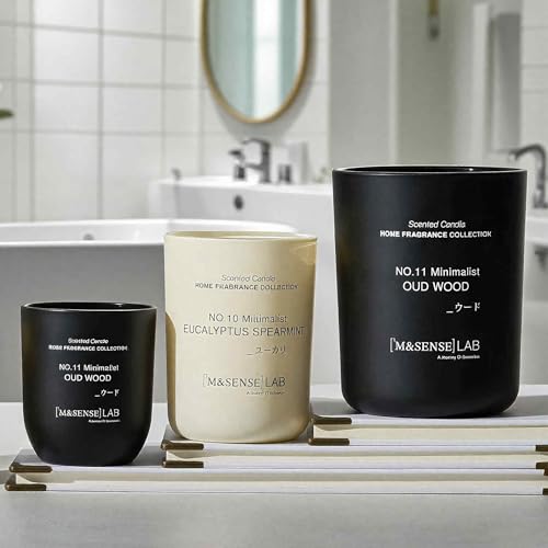 M&SENSE Natural Soy Candle| Vanilla Sandalwood | 5.3 oz | Mini Spring Scented Candles for Relaxation, Valentines Day Gift,...