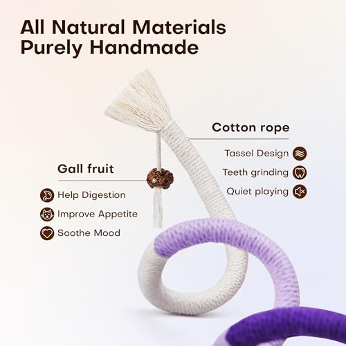 Potaroma Cat Toys Chew Ropes 3Pcs with Refillable Natural Catnip, Safe Teeth Cleaning Toy for Indoor Kittens, Interactive ...