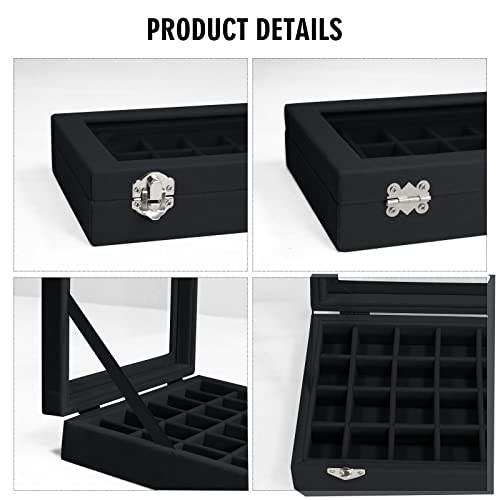 Vicoter Velvet Jewelry Box 24 Grid Jewelry Ring Display Organiser Box Tray Holder Earrings Storage Case for Girls Wife Mom...