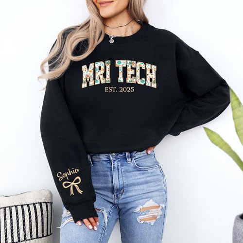Giantbighands Personalized Embroidered Profession Sweatshirt, Custom Floral Applique Work Shirt, Professional Gifts