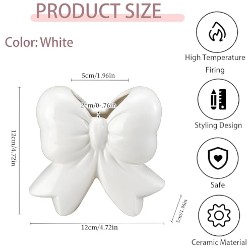 Bow Pen Holder for Desk, Coquette Ceramic Pencil Organizer Makeup Brush Holders with Bow, School Supplies Cute Office Deco...