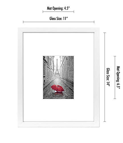 Americanflat 11x14 Picture Frame with Shatter-Resistant Glass - Use as 5x7 Frame with Mat or Display 11x14 Photo Without M...