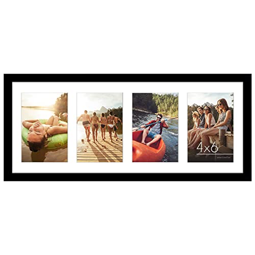 Americanflat 4x6 Collage Picture Frame with Shatter-Resistant Glass - Fits Four 4x6 Photos or Use as One 8x20 Picture Fram...