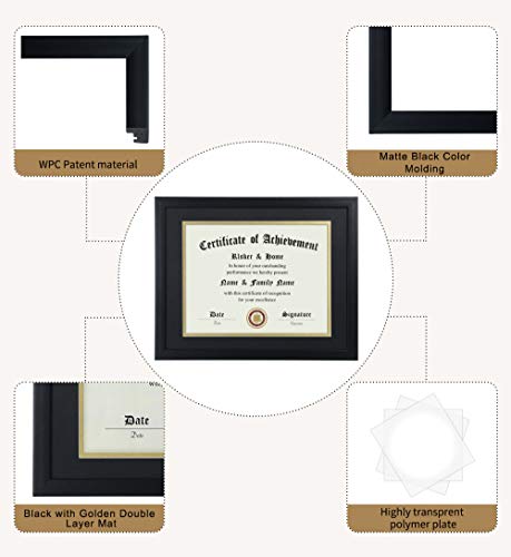 ELSKER&HOME 8.5x11 Certificate Frame - Classic Black Color Frame - Displays Diploma 8.5x11 Inch with Mat - 11x14 Inch With...