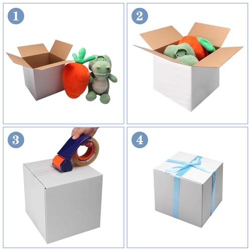 Hoikwo 8x8x8 Shipping Boxes Set of 25, White Corrugated Cardboard Box for Small Business for Packaging Mailing