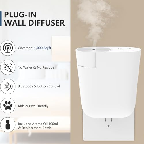 USMLMOOT Plug-in Wall Diffuser | Waterless Essential Oil Aroma Diffuser | Portable Mini Home Scent Machine for Large Room...