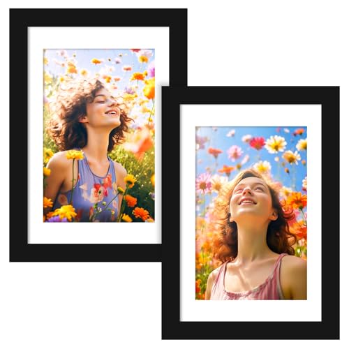 SYNTRIFIC 4x6 Picture Frame Set of 2,Display Pictures 3x5 with Mat or 4x6 Without Mat,Photo Frame for Wall Mounting or Tab...