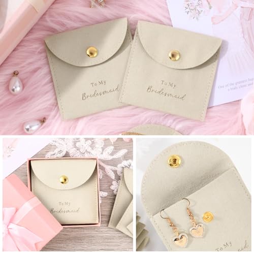 CEELGON Jewelry Bags Bridesmaid Gifts Set of 8 Velvet Small Jewelry Pouch with Button Bracelet Earring Necklace Packaging ...